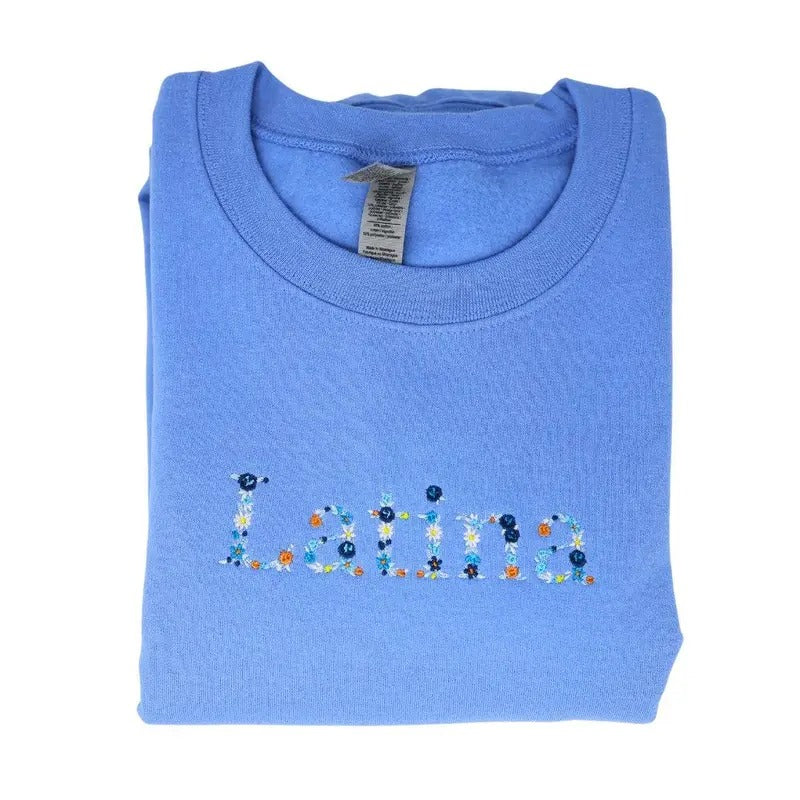 Latina Embroidered Flower Sweatshirt, Latina Sweatshirt