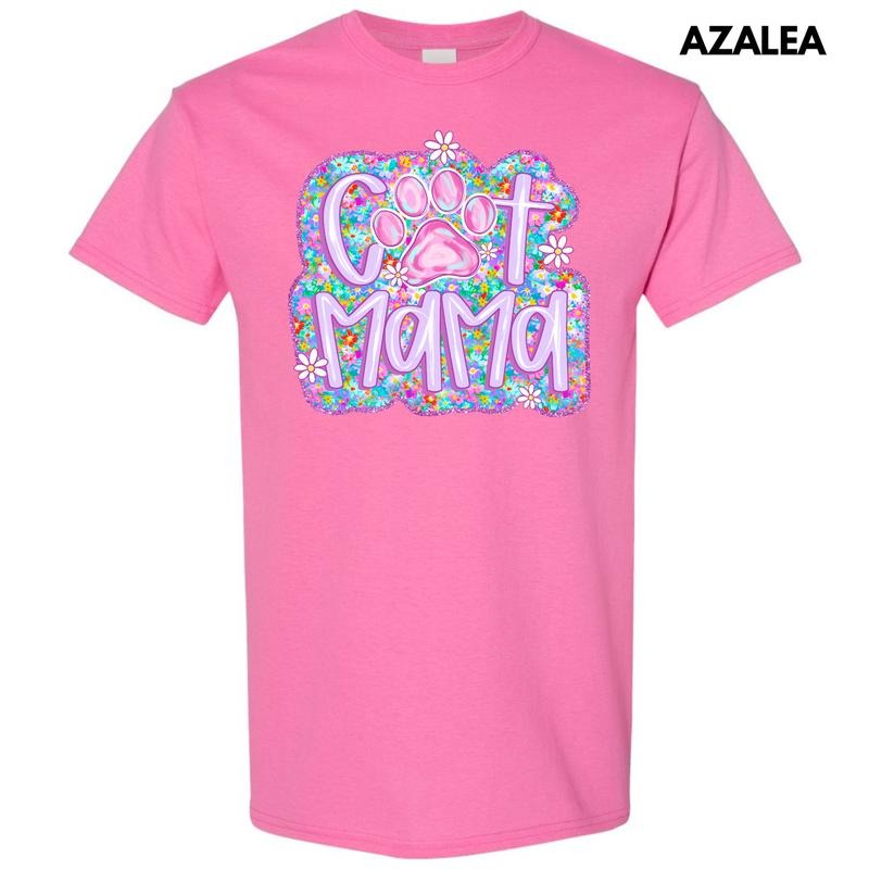 Lavender Floral Cat Mama Gildan Short Sleeve T-Shirt 'NLB'