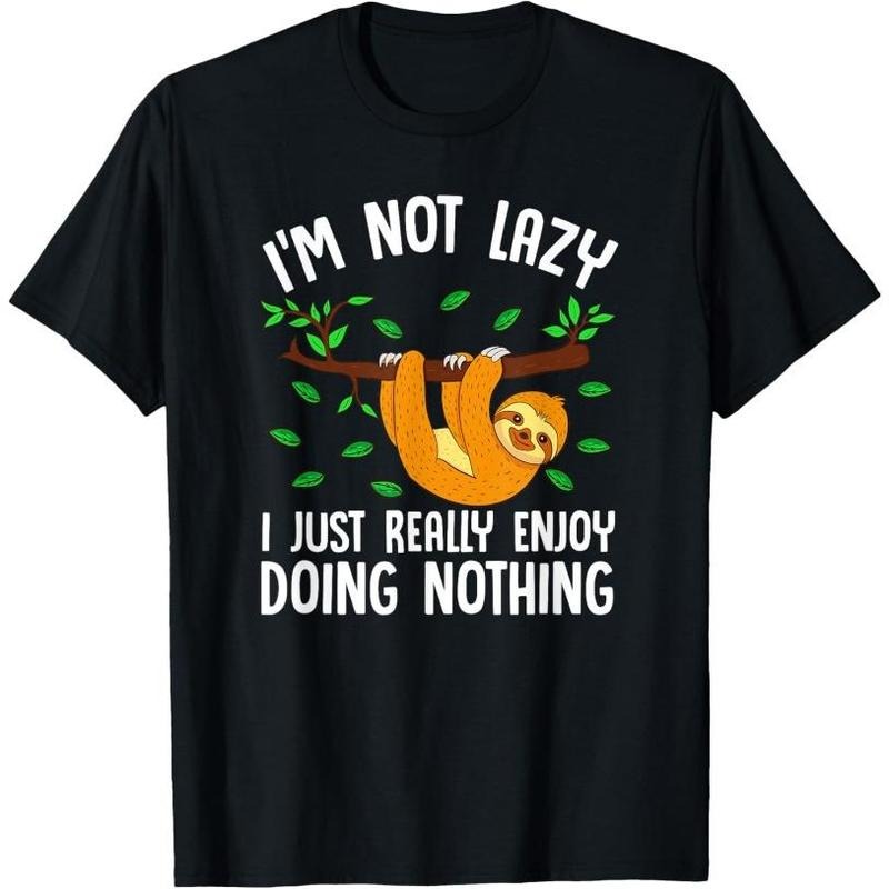 Lazy Sloth On A Tree Doing Nothing T-Shirt Made in USA