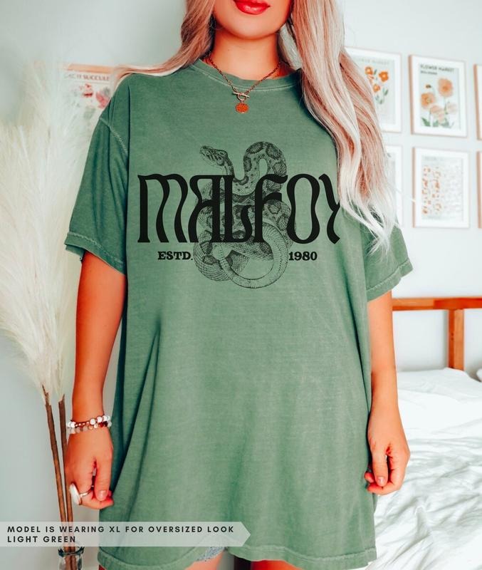 Malfoy Shirt Serpent Tshirt Green House Booktok Oversized T Shirt Potter Dracotok Universal Vacation HP Shirt Bookish Merch