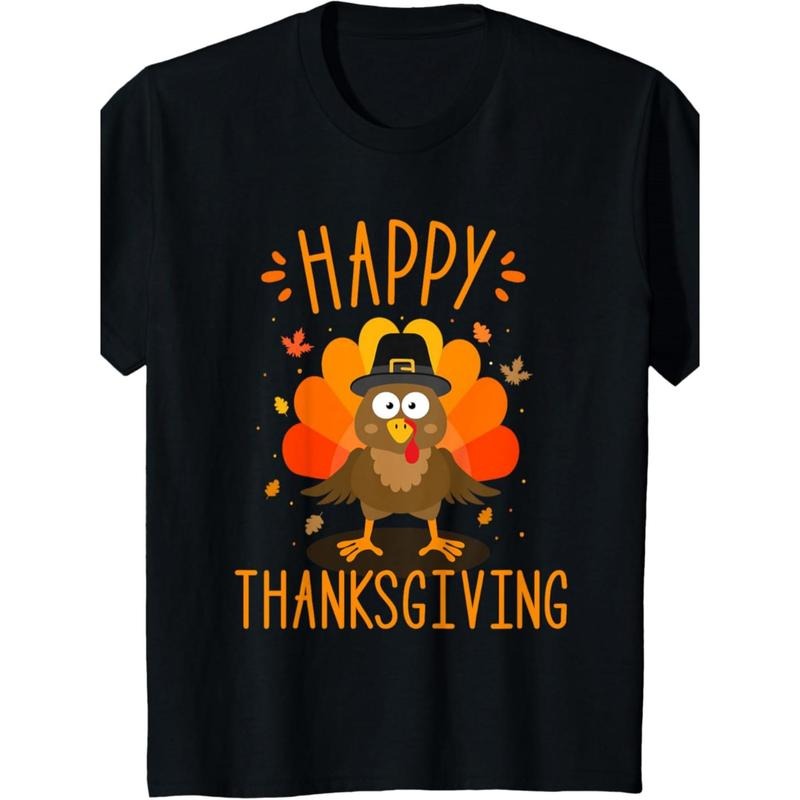 Men'S Thanksgiving Turkey Graphic T-Shirt, 100% Cotton, Casual Crew Neck, Slight Stretch, Regular Fit, for Summer Tee made in usa
