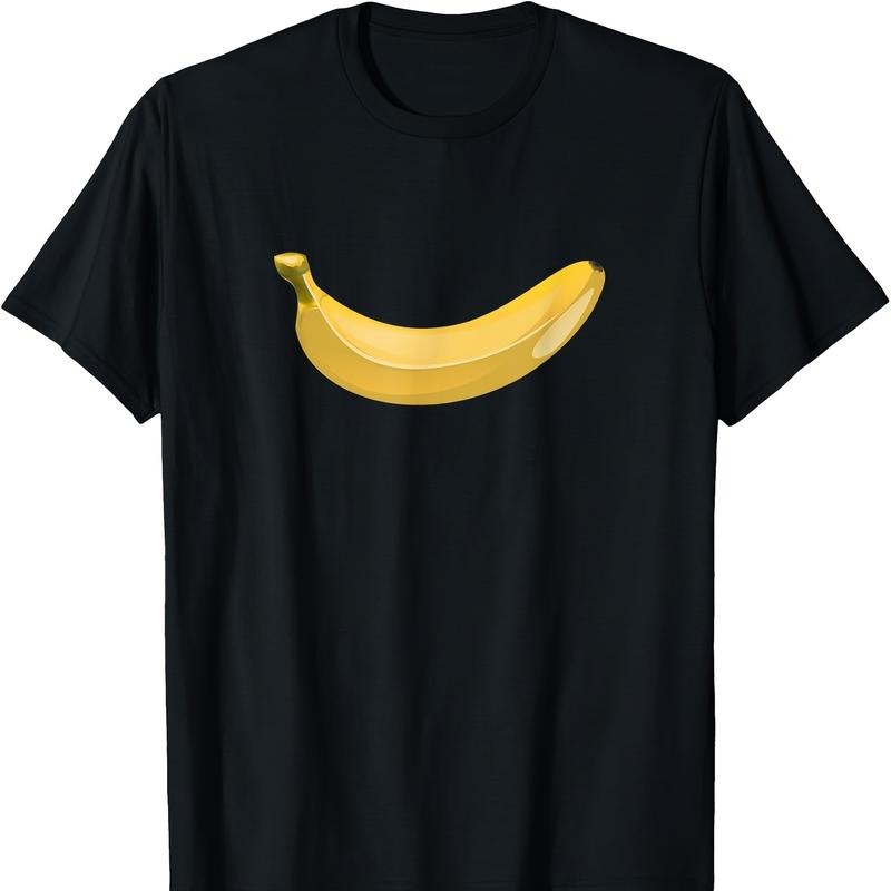 Men's Funny Banana Print Cotton T-Shirt - Short Sleeve, Round Neck, Regular Fit, No Pockets made in usa