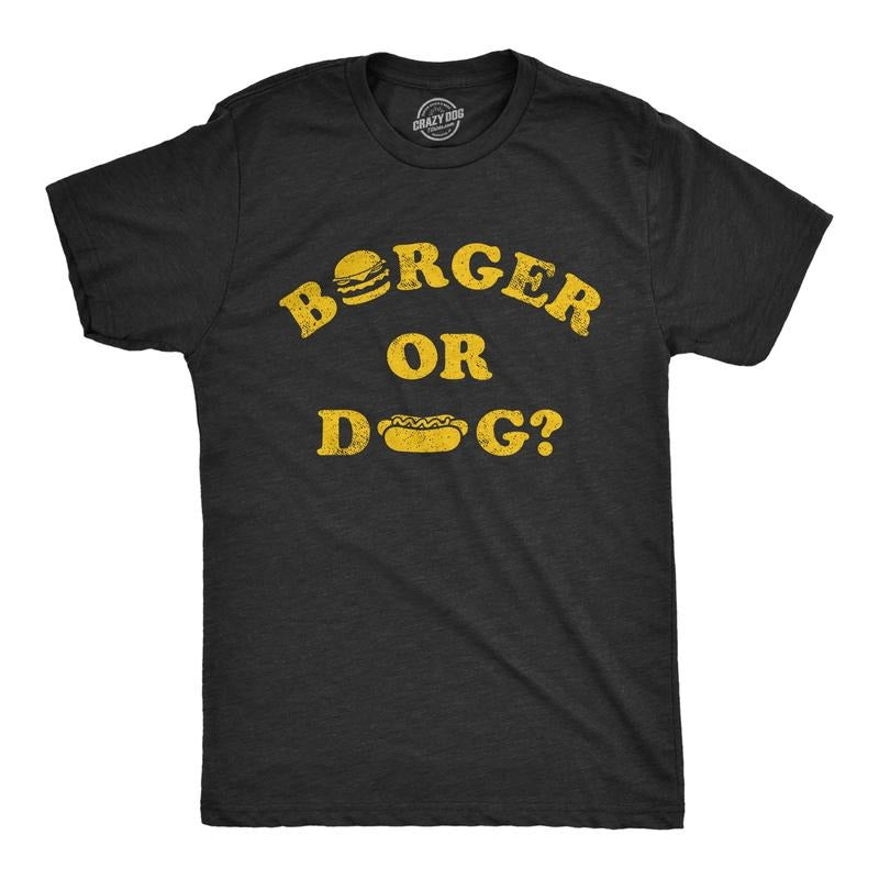 Mens Burger Or Dog T Shirt Funny Grilling Cookout Party Tee For Guys Mens Funny T Shirts Cool Tees Soft Stylish Casual Menswear Funny Food T Shirt Novelty Tees for Men Black -
