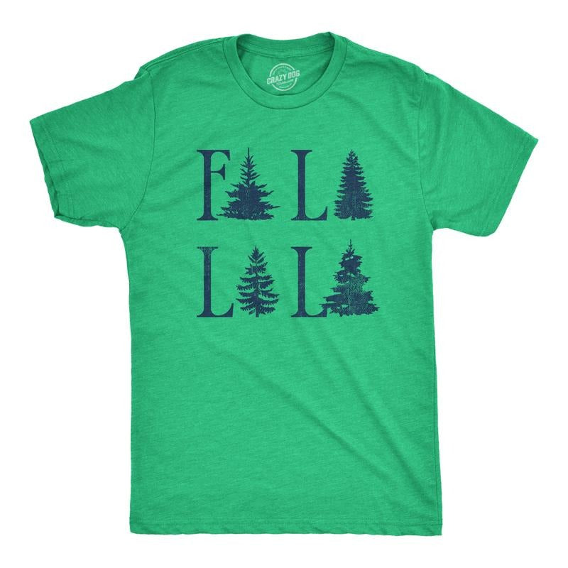 Mens Fa La La La T Shirt Funny Xmas Carol Tree Tee For Guys Mens Funny T Shirts Cool Tees Soft Stylish Casual Menswear Christmas Apparel for Men Funny Music Short Sleeve Novelty Tees for Guys Green -