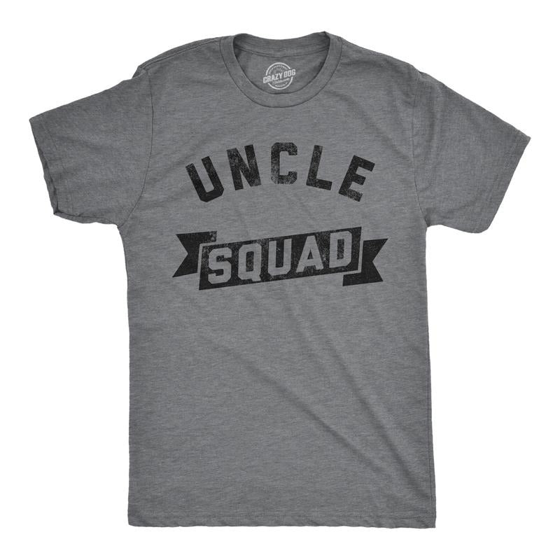 Mens Funny T Shirts Uncle Squad Family Graphic Tees For Men Mens Funny T Shirts Cool Tees Soft Stylish Casual Menswear Funny Uncle Short Sleeve Novelty Tees for Guys Dark Grey