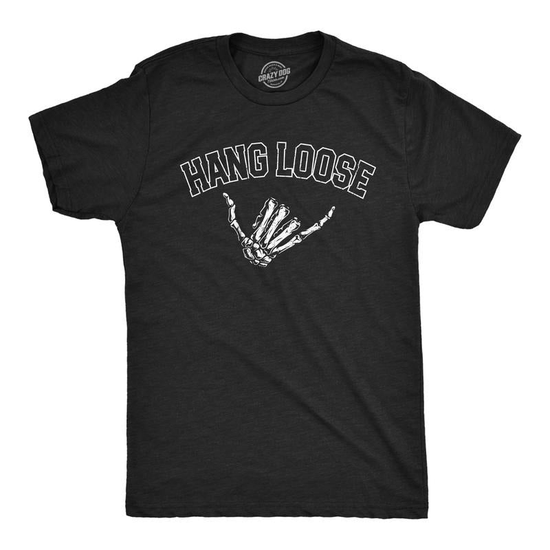 Mens Hang Loose T Shirt Funny Sarcastic Skeleton Bones Shaka Sign Graphic Tee for Guys Mens Funny T Shirts Cool Tees Soft Stylish Casual Menswear Halloween Apparel for Men Funny Sarcastic Short Sleeve Black -