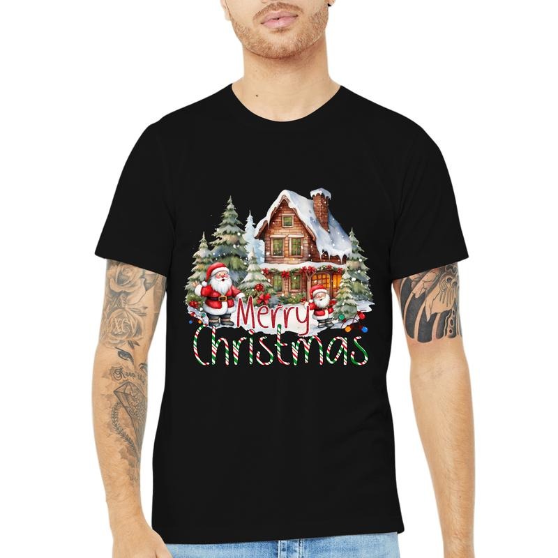Merry Christmas, Christmas Scene Theme T-shirt, Perfect For Outdoor Sports And Daily Activities, Casual Short-sleeved Round Neck T-shirt made in usa