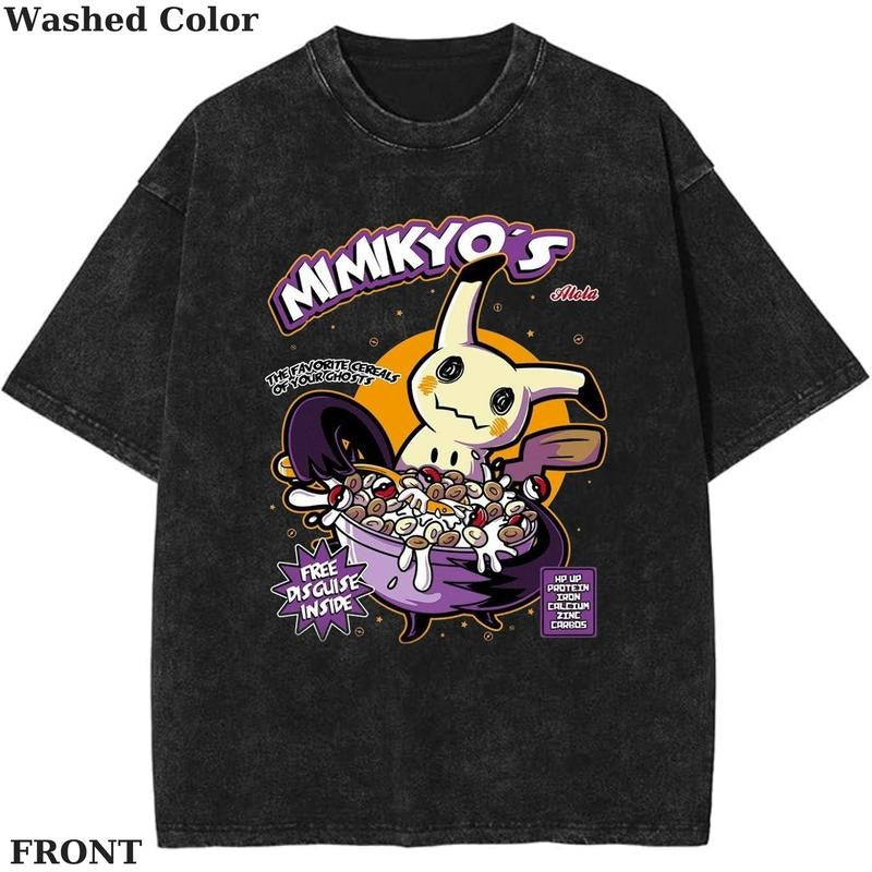 Mimikyo's - Pokemon Mimikyu Graphic T-Shirt, Pokemon T-Shirt, PKM Shirt, Anime Funny Shirt, Vintage Tee Streetwear Shortsleeve Printed Womenswear Top