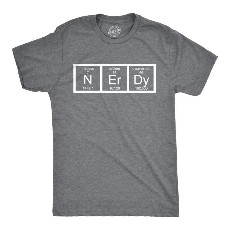Nerdy Periodic Table T Shirt Funny Science Shirts Mens Mens Funny T Shirts Cool Tees Soft Stylish Casual Menswear Science Apparel for Men Funny Nerd Short Sleeve Novelty Tees for Guys Light Grey