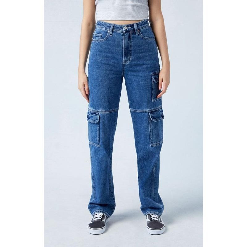 PacSun Women's Dark Indigo '90s Boyfriend Cargo Jeans