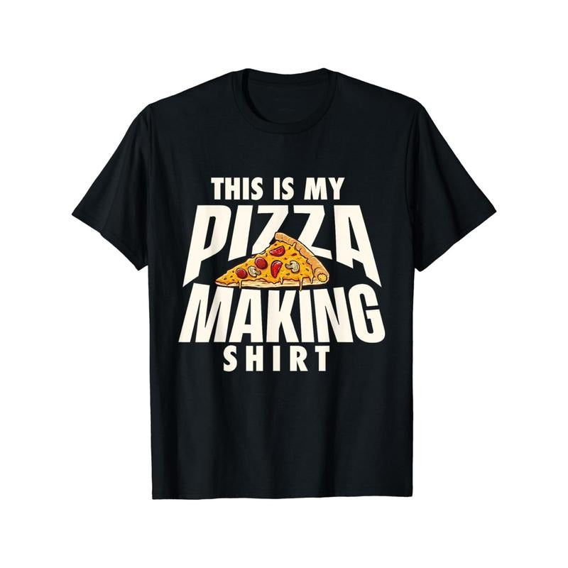 Pizza Lover's Delight: Men's Cotton T-Shirt with Unique Pizza Print - Casual, Stretchy & Machine Washable for All Seasons made in usa