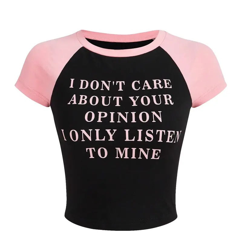 Plus Size Colorblock Letter Print Crew Neck Raglan Sleeve Crop Tee Top