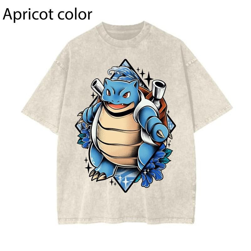 Pokemon Kanto Starter Graphic Tee, Pokemon T-Shirt, PKM Shirt, Anime Funny Shirt, Vintage Tee Streetwear Shortsleeve Printed Womenswear Top