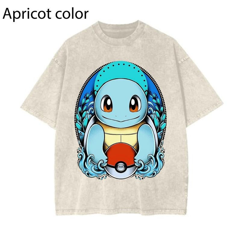Pokemon Kanto Starters Graphic T-Shirt, Pokemon T-Shirt, PKM Shirt, Anime Funny Shirt, Vintage Tee Streetwear Shortsleeve Printed Womenswear Top