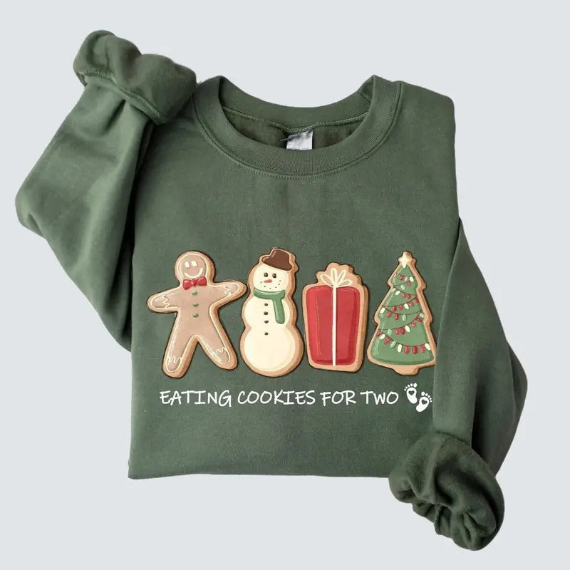 Pregnancy Christmas Shirt, Funny Maternity Xmas Sweatshirt, Pregnant Holiday Shirt, Gingerbread Cookie Reveal Tee, Xmas Gifts For Mom To Be