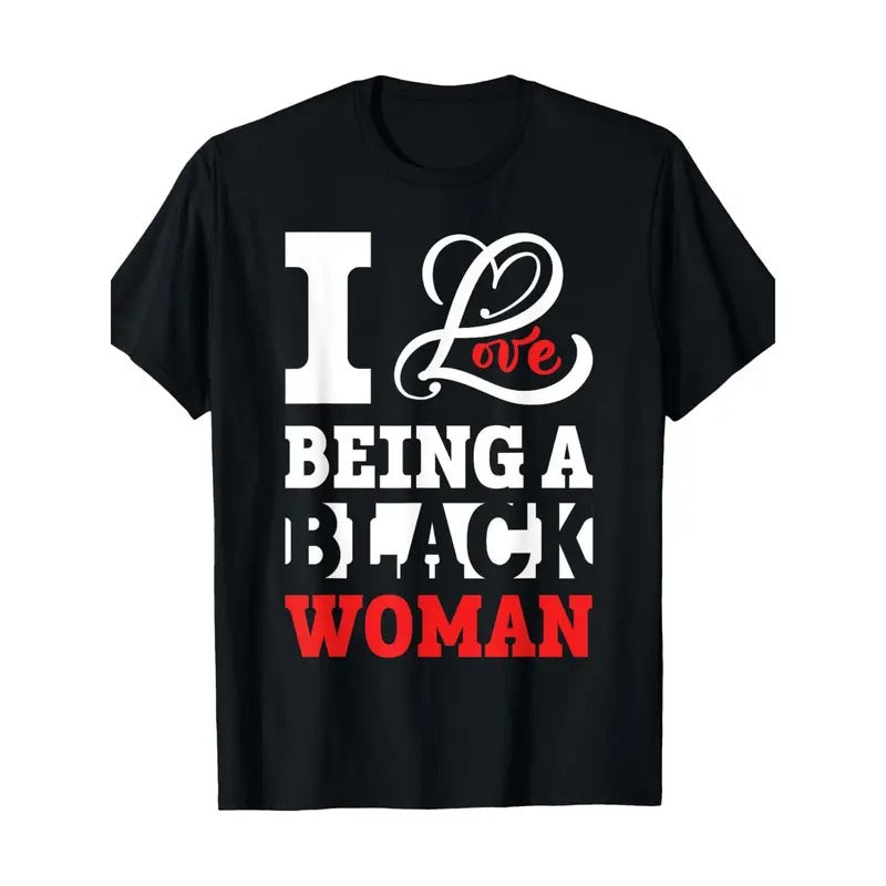 Proud Black Woman Graphic Tee - 100% Cotton, Casual Crew Neck Short Sleeve Shirt for Men & Women, Machine Washablemade in usa