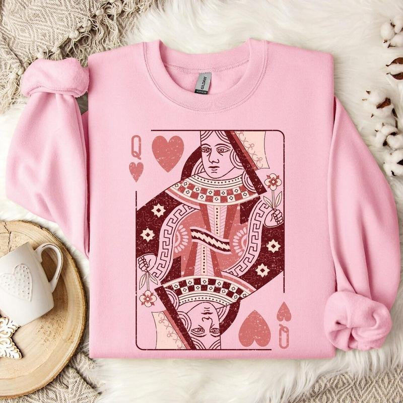 Queen Of Hearts Sweatshirt, Valentine's Day Sweatshirt, Funny Valentine Sweatshirt, Gift For Mother, Gift For Her Sweatshirt