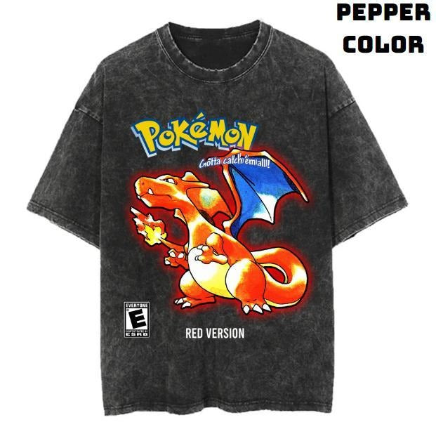 Red Version Vintage Tee, Charmander Shirt, Pokemon Shirt, Anime Manga Shirt, Unisex T-Shirt, Gift For Fan Pokemont Top Menswear Streetwear