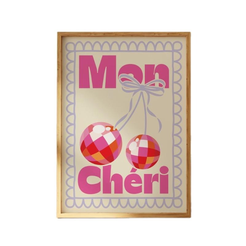 Retro Disco Art Print, Cherry Coquette Prints, Hand Illustrated, Funky Disco Decor, Gifts For Women Her Bedroom Decor, Poster Prints No Frame, Dorm Room Decor, Art Posters, Gifts For Birthday Christmas