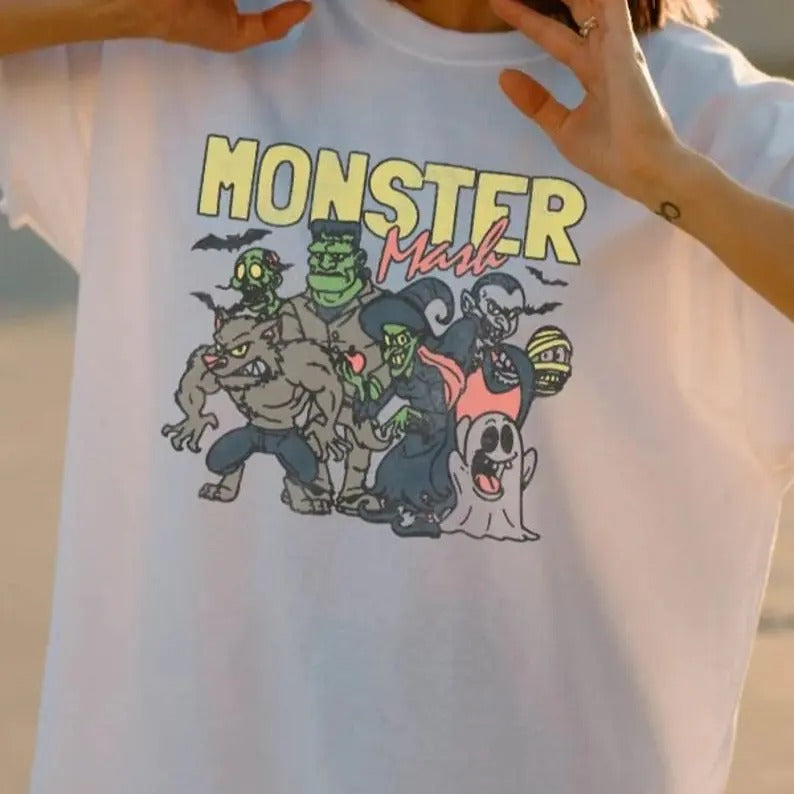 Retro Halloween Shirt, Monster Mash TShirt, Vintage Ghost Halloween t-Shirt, Monster Tee, Retro Fall Top, Fall Shirt