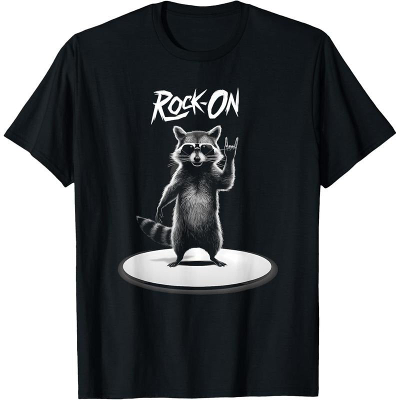Retro Raccoon Rock Music Gift Men Kids Women Funny Raccoon T-Shirt made in us