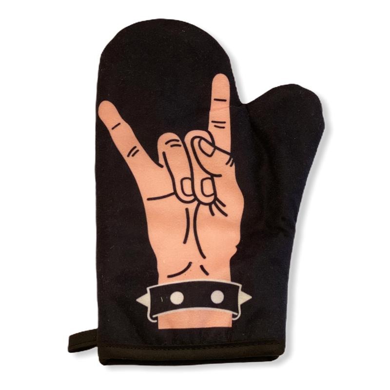 Rock Hand Oven Mitt Metal Rock And Roll Music Graphic Novelty Kitchen Accessories Funny Graphic Kitchenwear Funny Food Novelty Cookware Black