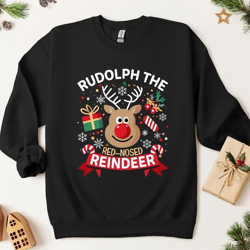 Rudolph Reindeer Xmas Shirt, Rudolph Red-nosed Reindeer Christmas Sweatshirt, Christmas Movie Shirt, Holiday Family Matching Sweatshirt , s Family Sweatshirt, Christmas Party Gift, Christmas 90s Movies Lovers TShirt, Merry Christmas Gift