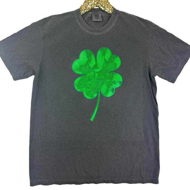 Sequin Shamrock Patch Comfort Colors T-Shirt
