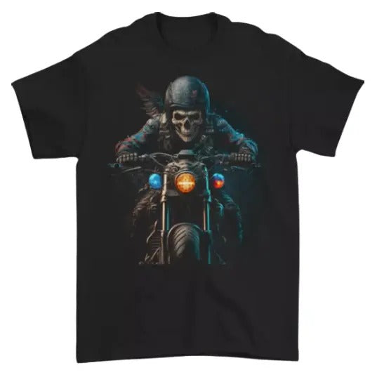 Skull Biker Motorcycle Motorbike Grim Reaper 32 Mens T-Shirt 100% Cotton, Unisex T-shirt, Y2k Shirt, Gift For Men Women