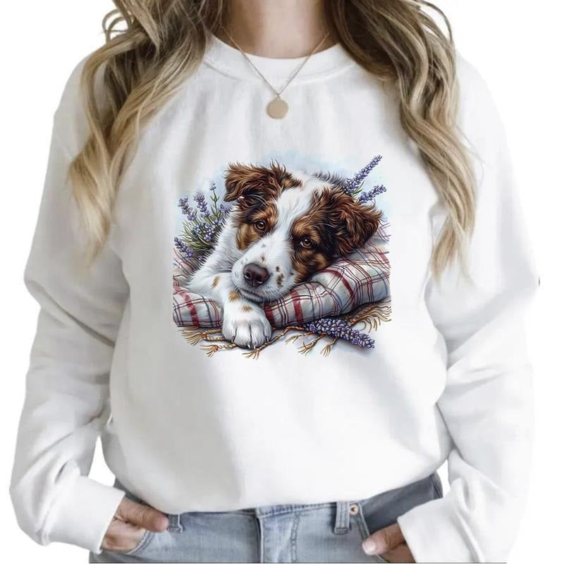 Sleepy Cute Dog in a Blanket Sweatshirts Unisex Hoodie 4th of July T-shirt Hunting Season Unisex 1 Cotton Womenswear