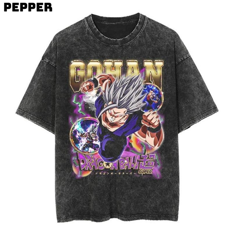 Son Gohan Vintage Tshirt , Anime Dragon Ball Shirt , Son Gohan Shirt , Dragon Ball Son Gohan Tshirt , Dragon Ball Top Menwear And Womenwear, Streetwear Shortsleeve Streetwear Tropical Menswear Crewneck Asian T-Shirt Round Neck Baggy Operator Graphic