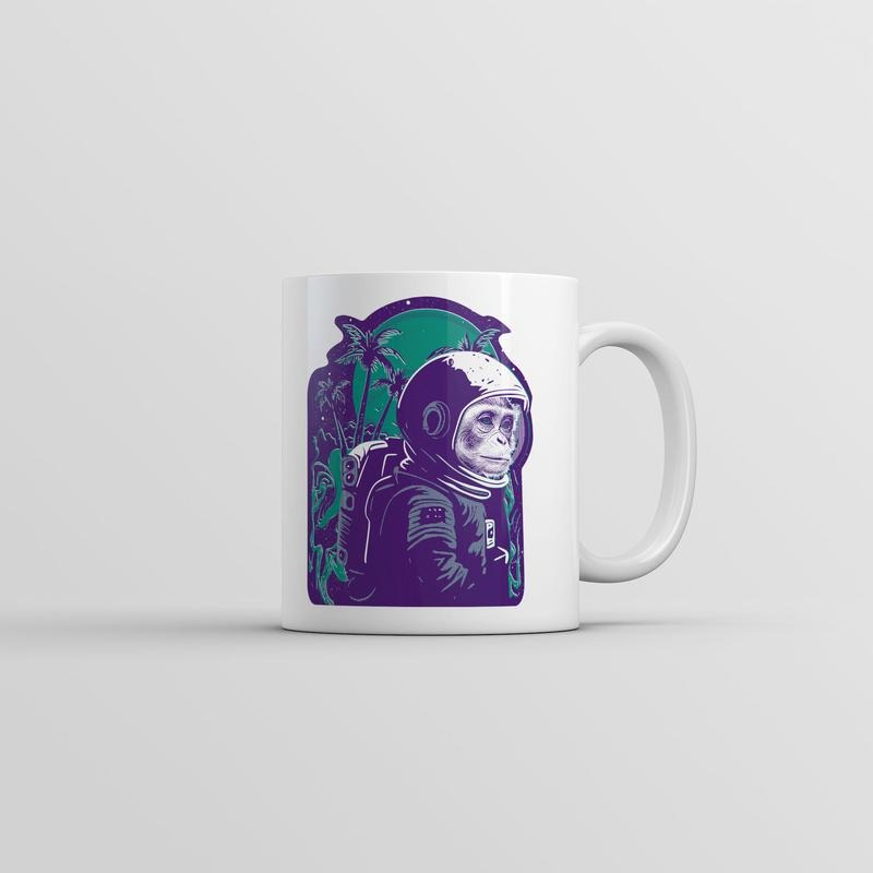 Space Monkey Mug Funny Astronaut Ape Graphic Coffee Cup-11oz Funny Coffee Mugs Ceramic Printed Drinkware Cup