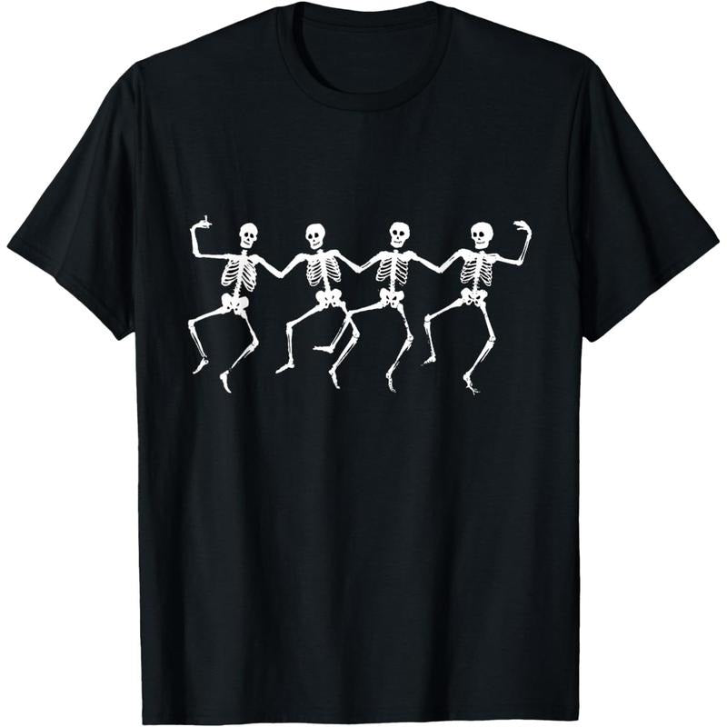 Spooky Dancing Skeletons Classic White Halloween T-Shirt T-Shirt made in usa