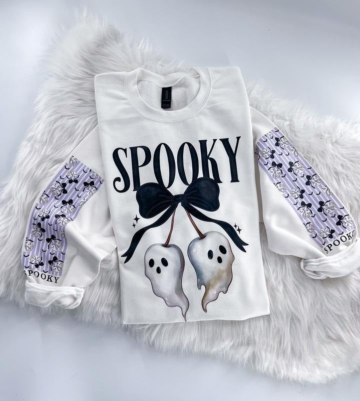 Spooky Ghost Coquette Halloween Graphic Sweatshirt or Hoodie Unisex Womenswear Crewneck Casual Tshirt Top