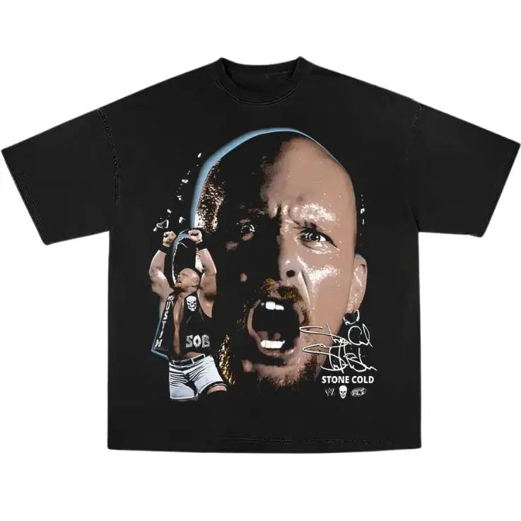Stone Cold Vintage Graphic Tees, Wrestling Tshirt, Wrestler T-Shirt, WWE Shirts, Unisex Wrestling Gift Shirt Menswear Womenswear Streetwear