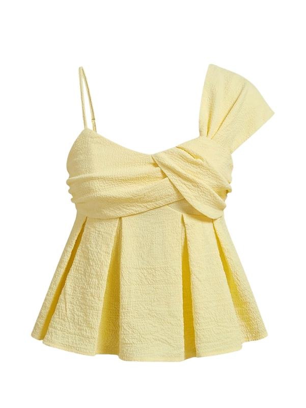 Summer Tops Asymmetrical Straps Ruffle Sleeveless Babydoll Top Summer Going Out Cami Top