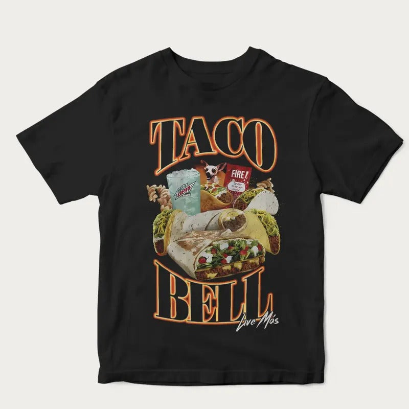 Taco Bell 90'S Bootleg, Unisex Short Sleeves Tee for Men and Women Cotton Menswear