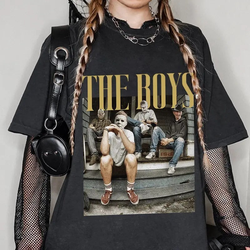 The Boys Horror Halloween Characters Shirt, Thug Life Halloween Shirt, Horror Movie Shirt, Unisex Short Sleeve Tee Top Womenswear