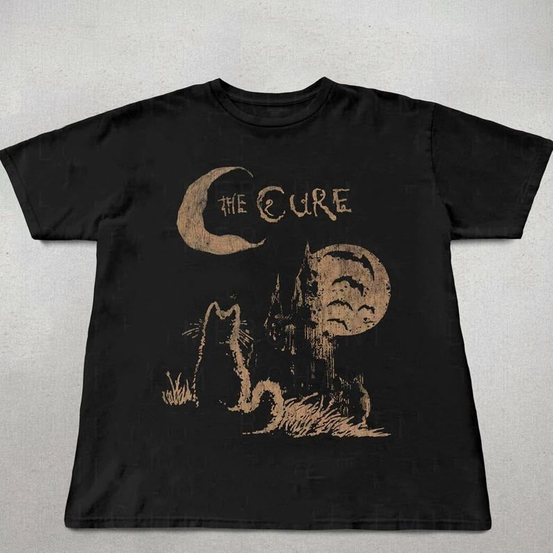 The Cure Cat Tshirt and Sweatshirt, 90s Alt Indie Rock, Unisex shirt, Music Gifts, Cat Lover gifts, the cure fan gifts, band tee, the cure graphic tee
