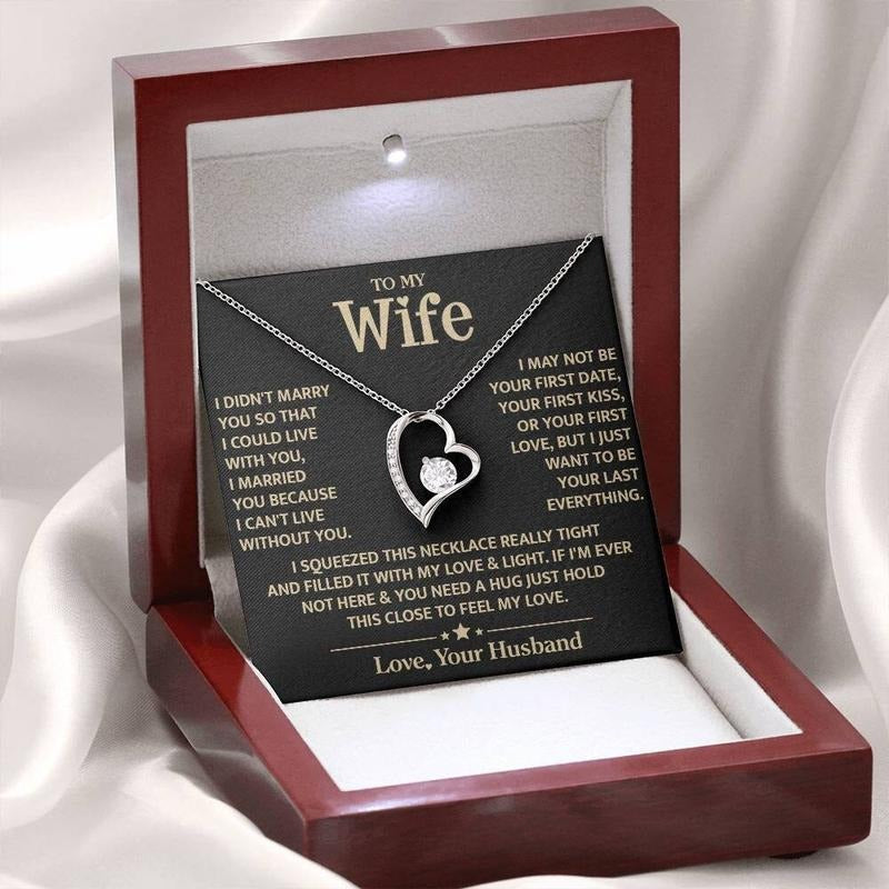 To My Wife Necklace, I Married You Because I Can't Live Without You, Gift For Wife, Love Necklace With Message Card, Gift For Her, Necklace With Gift Box, Valentines Presents, Jewelry Box, Gifts For Valentines Day