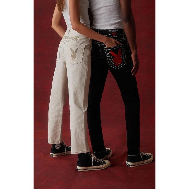 True Religion Women's x Playboy Embroidered '90s Straight Leg Jeans
