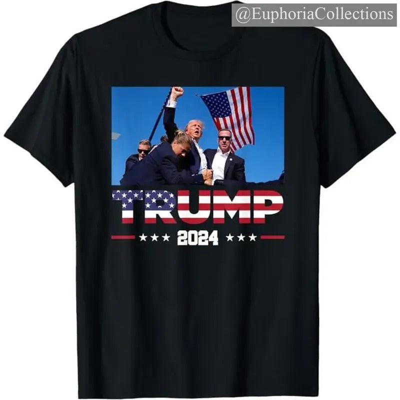 #Trump 2024 Survived Shot At Election Rally T-Shirt, #Trump Supporter Tee, Gift For #Trump Fans , Retro Chic Tee