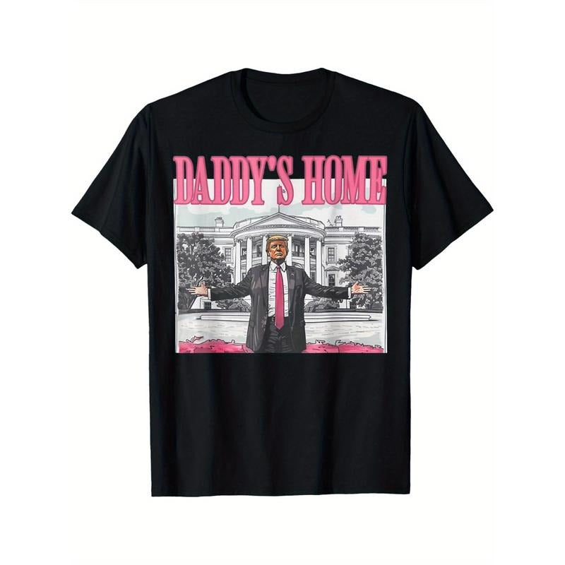 Trump 2024 retakes America, dad is home, Trump pink 2024 men's T-shirt made in usa