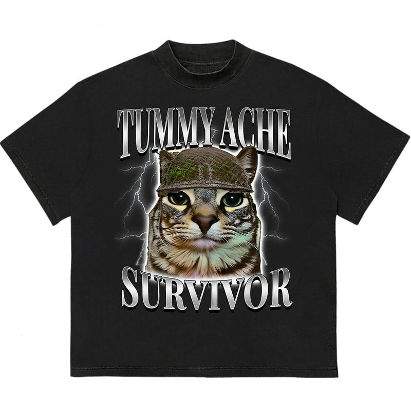 Tummy Ache Survivor T-Shirt Soft Cotton Casual, Comfy, and Stylish Unique Graphic Print for Standout Styl