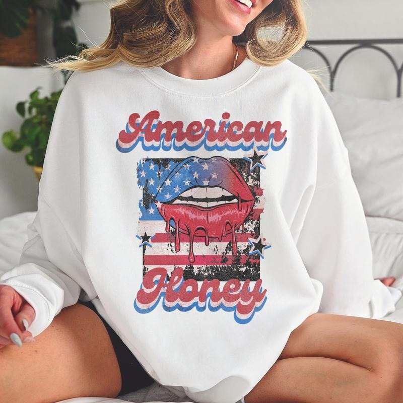USA Sweatshirts Freedom Tour Pullovers Patriotic Hoodies Retro American Rocker Sweatshirts Womens Sweatshirts 4th of July Pullovers Memorial Day Sweatshirts Red White Blue Hoodies
