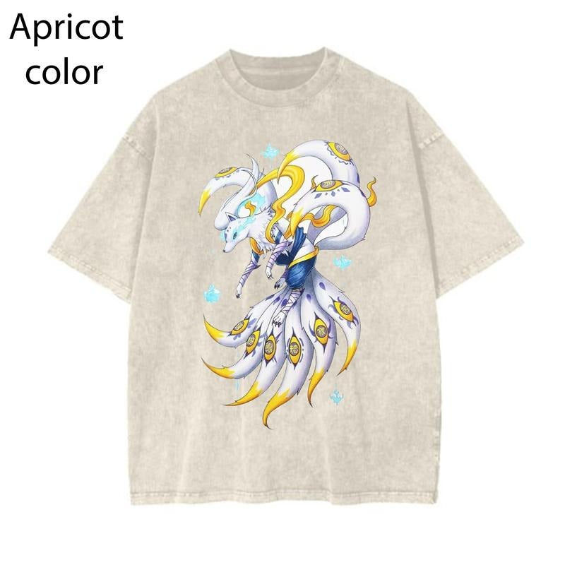 Upper Moon Ninetales: Demon of Curses Graphic Tee, Pokemon Shirt Graphic Tee, PKM Shirt, Anime Shirt, Vintage Graphic T-Shirt Womenswea Top