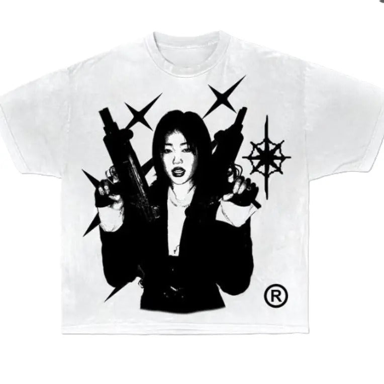 Uzi Assassin Tee, graphic, shirt, y2k, streetwear, goth, fashion, trendy, men, women, unisex, cotton, crew neck, short sleeve