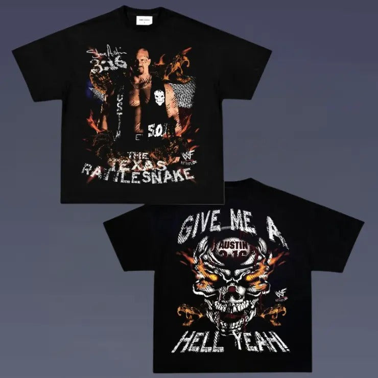 VINTAGE TEE | TEXAS RATTLESNAKE TEE, Double Sided Prints Vintage T-Shirt, Wrestler Shirt, WWE Shirt, Graphic Tee, Unisex Tshirt, Gift All Top Menswear