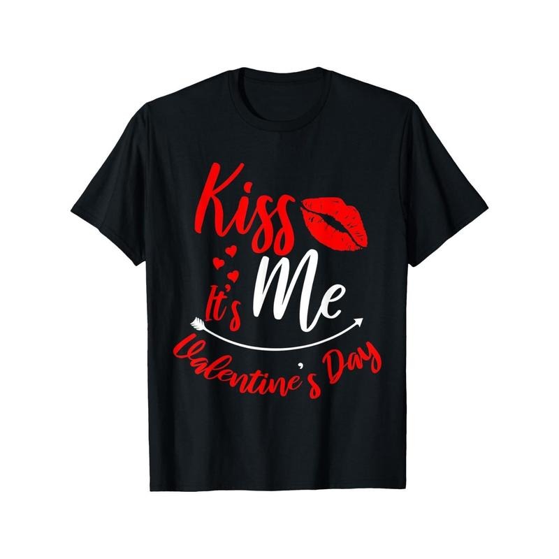 Valentine's Day 'Kiss Me' Cupid Heart Print T-Shirt - 100% Cotton, Breathable & Soft Casual Fit for Men and Women, Perfect Gift, Sizes S-3XL, Valentine's Day, Cupid, T-Shirt, 100% Cotton, Casual Fit made in usa