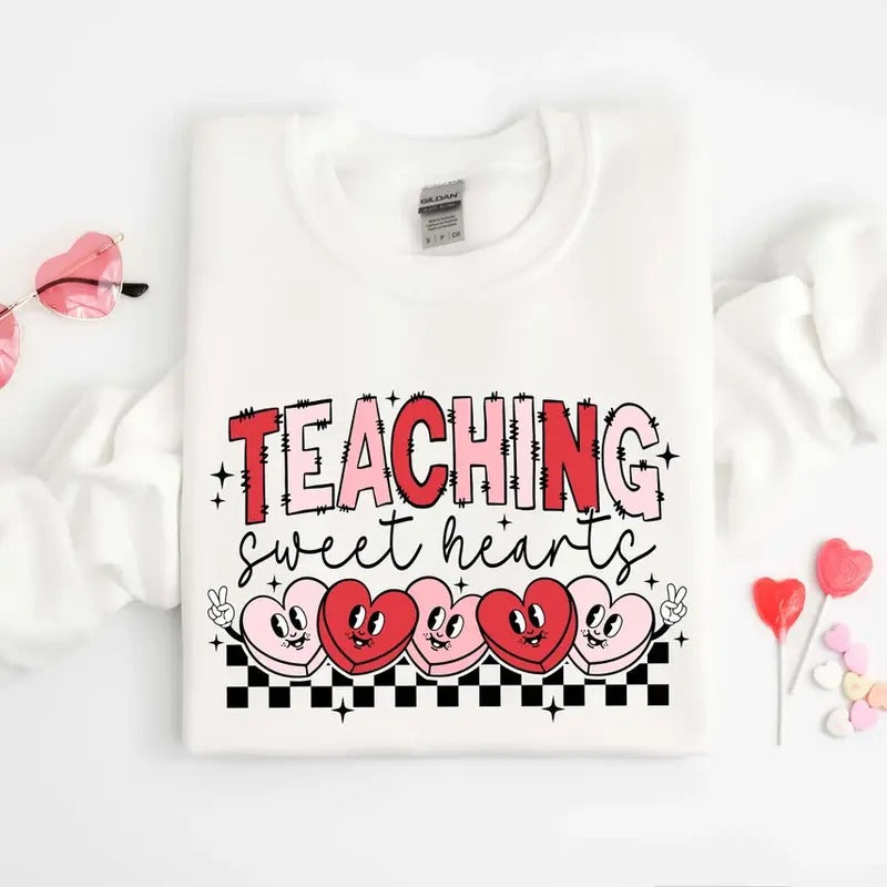 Valentines Day Teacher Sweatshirt, Teaching Sweethearts Teacher Shirts, Teacher Valentines Day Gift,Love Teacher Shirt,Valentines Day Shirt, Heart Candy Shirt, Couple Shirt, XOXO Sweatshirt, Hodie and Sweater, T-Shirt